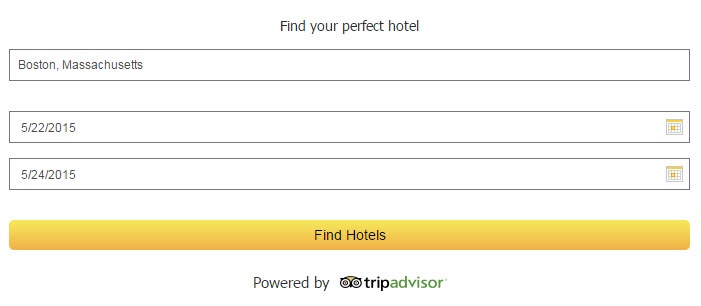 Hotel Search Widget Flex example
