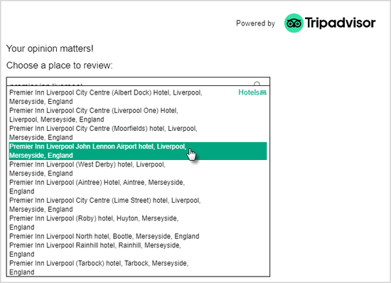 Wrong hotel search box